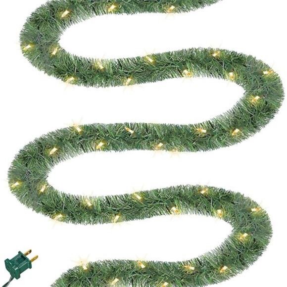 50FT Pre-lit Christmas Green Garland, Lighted Artificial Pine Garlands - Picture 7 of 7